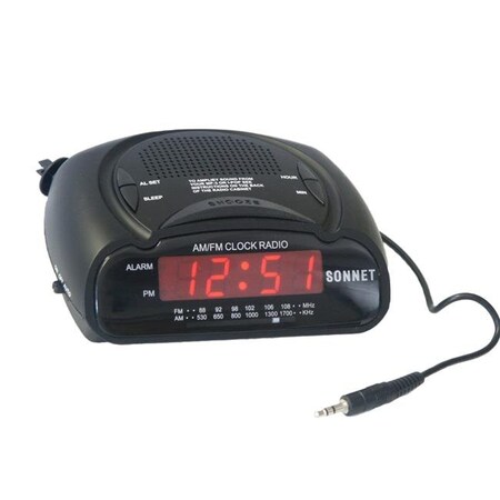 Sonnet Sonnet Industries R-1662BMP3 Clock Radio with Aux Cord; Black R-1662BMP3
